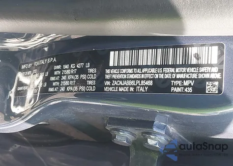 2020 Jeep Renegade Latitude Fwd from USA, damaged, VIN ZACNJABB6LPL85468